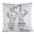 White square pillowcase with heart-shaped tree line art for DIY graffiti coloring - Satin / Intertwined Trees (AM06)