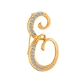 Detailed close-up of a gold-plated letter E brooch encrusted with sparkling rhinestones - Letter E / Gold