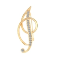 Macro detail of high-end golden treble clef brooch with sparkling crystal rhinestones - Letter I / Gold