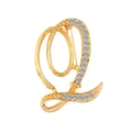 Macro view of gold letter L brooch featuring delicate crystal rhinestones and shiny finish - Letter Q / Gold