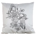 DIY Secret Garden pillowcase with butterfly and flower line art for coloring - Satin / Butterflies and Flowers (AM14)