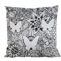DIY doodle pillowcase featuring black and white secret garden butterfly and floral patterns - Satin / Graffiti World (AM05)