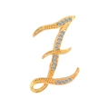 Detailed view of a gold-plated letter Z brooch with sparkling crystal rhinestones - Letter Z / Gold