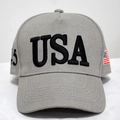 Light grey cotton baseball cap with black USA embroidery and 45 side patch - Grey-USA 45