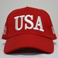 Red cotton baseball cap with white USA embroidery and number 45 on the side - Red-USA 45