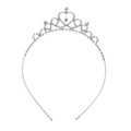 Serre-tête couronne de mariée en argent avec cristaux scintillants sur fond blanc - Couronne Cœur Argent (I7304)