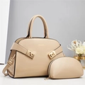 Borsa a mano minimalista beige con portamonete coordinato e dettagli dorati - Cachi