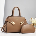 Minimalist khaki shoulder bag set with top handle and matching round coin purse - Dark Khaki