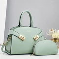 Set borse verde menta in stile macaron con borsa a mano grande e bustina tonda - Verde