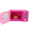 Pink toy microwave with toy roast chicken inside, realistic kitchen appliance play set - Microwave Oven Toy