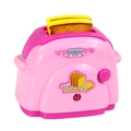 Pink toy toaster with bread slices from a 23-piece kitchen appliance play set - Toaster Toy