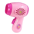 Pink toy hair dryer for kids role play games with cute flower stickers and fun design - Hair Dryer Toy