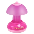 Pink mushroom kids play toy with heart button and Funny logo on a white base - Table Lamp Toy