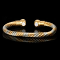 Adjustable magnetic therapy copper bracelet with gold and silver twisted rope design - Gold and Silver