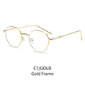 Retro ovale Metallsonnenbrille mit goldenem Rahmen und Bügeln in Bambus-Struktur - Goldener Rahmen Klare Gläser