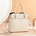 Schicke beige Web-Handtasche mit verstellbarem Schultergurt und minimalistischem Design - Weiß