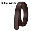Dark brown leather belt strap without buckle with 3.0cm width and lychee texture - 3.0cm Brown Double Stitched