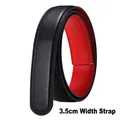Black litchi grain cowhide leather belt strap with red lining and 3.5cm width - 3.5cm Black/Red Dual Color