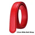 3.5cm wide red lychee textured cowhide leather strap without buckle for replacement - 3.5cm Red Double Stitched