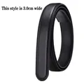 Black cowhide leather belt strap with lychee grain and 3.0cm width, without buckle - 3.0cm Black Double Stitched
