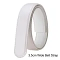 Cintura in pelle bovina bianca larga 3,5 cm senza fibbia con cuciture laterali fini - 3.5cm Bianco Doppia Cucitura