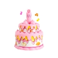 Pink double-layer toy birthday cake with glowing candle and fruit decorations for girls - Birthday Cake