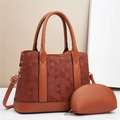 Sac fourre-tout marron pour femme avec motif géométrique gaufré et bandoulière amovible - Longueur 30 Largeur 12.5 Hauteur 23 / Jaune Terre