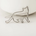 Fermaglio per capelli a gatto in argento con linee geometriche in metallo cave - Gatto / Argento
