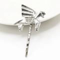 Silver geometric origami Pegasus hair clip accessory with polished metal finish - Pegasus / Silver