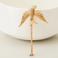 Elegant gold swallow bird geometric hair clip with minimalist metal animal design - Bird/Swallow / Gold