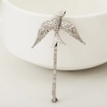 Fermaglio per capelli a rondine in argento con design geometrico e finitura in metallo - Uccello/Rondine / Argento