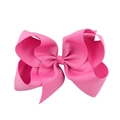 Bright pink 6-inch grosgrain ribbon bow hair clip for girls with ribbed texture - 7.5cm (3 inches) / Rose Red