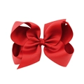 Classic 6-inch vibrant red grosgrain ribbon hair bow clip for girls and children - 7.5cm (3 inches) / Red