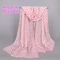 Close-up of lightweight red polka dot chiffon scarf with soft semi-transparent texture - 8# Red Pink Polka Dot