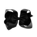 Classic 6-inch black grosgrain ribbon bow hair clip for children with ribbed texture - Black (4)