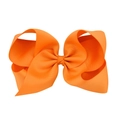 6 inch bright orange grosgrain ribbon bow hair clip for girls with ribbed texture - 7.5cm (3 inches) / Orange