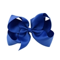 Deep blue 6-inch grosgrain ribbon bow hair clip with layered 3D textured fabric - Navy Blue (6)