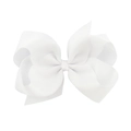 Classic pure white large bow hair clip featuring premium ribbed textured grosgrain fabric - 7.5cm (3 inches) / White