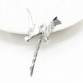 Minimalist silver origami cat hair clip made of polished metal for girls - Long Tail Cat / Silver