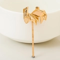 Golden origami horse hair clip made of metal alloy for women in a minimalist design - Pony as Shown / Gold