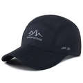 Quick-dry navy blue outdoor sun hat with UPF 50+ rating and mountain logo - Adjustable / Navy Blue
