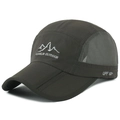 Casquette de sport gris foncé séchage rapide avec protection UPF 50+ et maille filet - Réglable / Vert Militaire