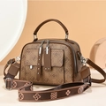 Chique vintage monogram handtas voor dames met verstelbare brede klaverpatroon riem - Stijl 4