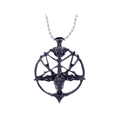 Collana vintage con ciondolo a pentacolo e testa di capra nera con catena a sfere - Nero