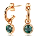 Eleganti orecchini placcati in oro con cristalli di zircone verde su sfondo bianco - Oro Rosa + Smeraldo