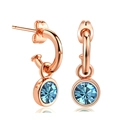 Orecchini minimalisti in oro rosa con pendenti tondi in cristallo blu sfaccettato - Oro Rosa + Acquamarina