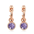 Eleganti orecchini in oro rosa con pietre di zircone viola rotonde e design moderno - Oro Rosa + Viola Lilla