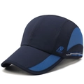 Navy blue quick-dry sports cap with breathable sky blue mesh panels and sports logo - Adjustable / Navy Blue