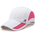 Quick-dry white sun hat with pink breathable mesh and sports logo for outdoor sports - Adjustable / White