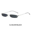 Gafas de sol ovaladas sin montura con marco plateado y lentes de color negro y rojo - Montura Plateada Lente Gris